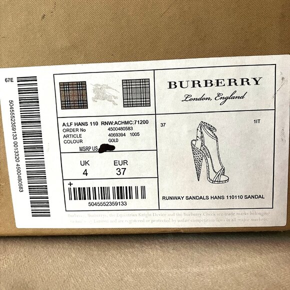 Burberry Runway "Hans" Sandal in Metallic Gold (Sz 37) NWT - Picture 14 of 14